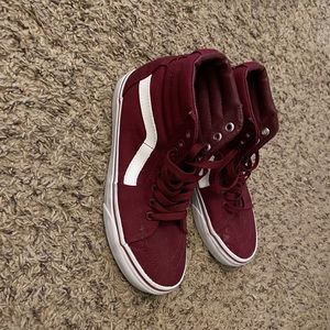 Burgundy old skool high top vans